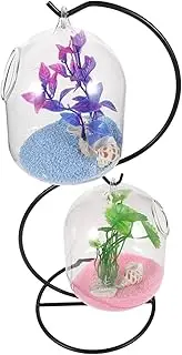 Toddmomy 1 Set Hanging Glass Fish Tank Fish Bowl Betta Fish Tank Small Fish Tank Transparent Aquarium Tank Aquarium Stand Fish Tanks Clear Aquarium Tank Fish Tank Stand Betta Tank Iron