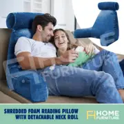 Memory Foam Backrest Pillow Neck Back Rest Reading Cushion Lumbar Support Blue