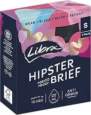 Libra Hipster Period Proof Brief, Reusable Underwear, Black, Small