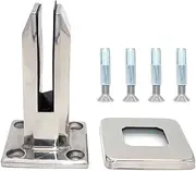 ZONADA 304 Stainless Steel Glass Panel Posts, Floor Mounted, Square, Swimming Pool Fence, Garden, Balcony Fencing Clamp, Round Spigots Balustrade Post, Brackets