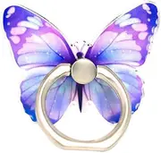 Mobile Phone Ring Holder Stand, Cute Butterfly Cell Phone Ring Hand Grip Holder 360° Rotation Finger Kickstand with Knob Loop Holder Stand (Purple)