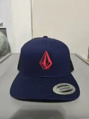 Volcom Full Stone Cheese Trucker Hat Navy/ Red NWT Unisex