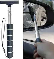 Car Side Mirror Squeegee,Black,Retractable Car Rearview Mirror Wiper Mini Car Side Mirror Squeegee Cleaner Cleaning Tool Portable Vehicle Interior Exterior Accessories for Rainy Foggy Weather