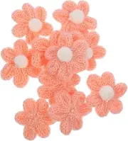 GAXIRE 10pcs Yarn Flower Patch Sew Patches Appliques Sew- Patches Embroidered Patch Appliqué Embellishments White Faux Fabric Flowers Embroidery Sewing Indoor Fabric Patches Knitting Pink