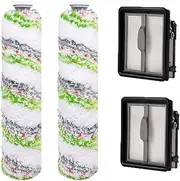 Pack of 2 Replacement Filters and 2 Pieces Multi-Surface Brush Roll Pet, Accessory Brush Roller Accessories for Bissell CrossWave X7 Pet Pro 2955N, 3479N Wet/Dry Vacuum Cleaner and Filter