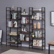 YES4HOMES Industrial Shelf Bookshelf, Vintage Wood and Metal Bookcase Furniture for Home & Officeokcase Furniture for Home & Office