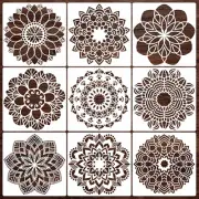 9 Pack Large Mandala Stencils for Painting 12X12 Inches Mandala Painting