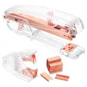 Acrylic Stapler Set, Desk Stapler with 24/6 Staples Staple Remover, Rose Gold