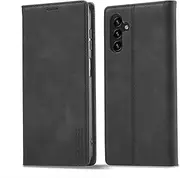 [QLTYPRI] Folio Wallet Case with Card Slot for Samsung Galaxy A15 4G/5G, Classic Matte Vintage PU Leather Kickstand Magnetic Closure Shockproof Anti-Impact Flip Cover for Galaxy A15 - Black