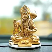 Zig Zag Handmade Bajrang Bali Hanuman Idol, Perfect for Car Dashboard, Office & Home Decor, 8cm, Golden