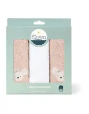 [The Peanutshell] 3 Piece Little Haven Wild Flower Cotton Hooded Wash Cloths 25.5cm in Multi