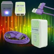 50X 4 USB PORTS HUB WALL ADAPTER+6FT CABLE POWER CHARGER SYNC PURPLE GALAXY TAB