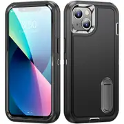 MCC Shockproof iPhone 13 Case Cover Heavy Duty with Stand Apple iPhone13 [Black+Black]