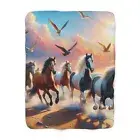 Majestic Horse Scenic Sherpa Fleece Blanket, Cozy Throw, Horse Lover Gift, Home