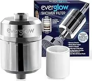 EVERGLOW High-Output Shower Filter, Reduces Chlorine, Dry Skin, Dandruff, Eczema, Heavy Metals and Vitamin C Infused for Dandruff and Softens Hard Water, 4.7”