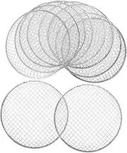 10Pcs Disposable Grill Mesh Round BBQ Cooking Mat Wire Grate for Outdoor Grilling Baking Durable Nonstick BBQ Accessories for Camping Picnic