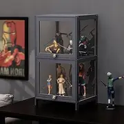 1/2/3 Tier Display Cabinet, Acrylic Display Case Glass Display, Bamboo Storage Cabinet or Figures, Curio, Collection Display, High Capacity Storage Cabinet with Flip-top Door, Sealed Dust Proof (Size