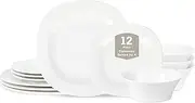 [Stone Lain] Quadro 12-Piece Dinnerware Set Porcelain, White