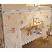 HYJHHY Dormitory Bunk Bed Curtains Printing Mosquito Loft Bed Curtains Universal Children's Beds Lounge Bunk Bed Tent Dustproof Gardens(1m,Flower)
