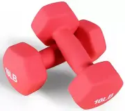 Fitvids Neoprene Dumbbell Hand Weights, Anti-Slip, Anti-roll, Hex 10-Pound, Pair