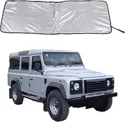 Car Windshield Sun Shade Windshield Sunscreen Heat Shield Compatible with Land Rover Defender 90 110 130 2004-2018 Front Windshield Sun Shade Folding Sunshade UV Protection (Silver)