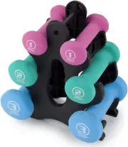 Crown Sporting Goods Hand Weights Dumbbells Set - 1, 2 and 3 Lbs with Rack - Sof
