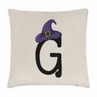 Letter G Witches Wizard Hat Cushion Cover Pillow Funny Witch Halloween Alphabet
