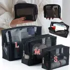 1Pcs Black Mesh Toiletry Bag S/M/L Lipstick Storage Pouch Cosmetic Bag Travel