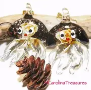GOLD YELLOW FLORAL JELLYFISH GLASS CEILING FAN LIGHT SWITCH PULL LARGE PAIR J121