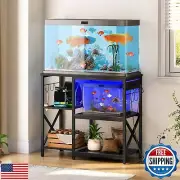 HOOBRO 20-29-37 Gallon Fish Tank Stand with Power Outlets and LED Light, Aqua