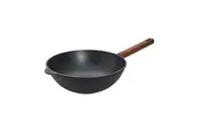 Eco Logic Aluminium Non-Stick Stir Frying Wok w/ Wooden Handle 28cm Round Black