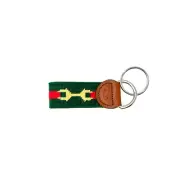 Horsebit Leather Handstitched Needlepoint Key Fob or Key Chain