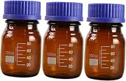 STOBAZA 3Pcs Glass Chemical Reagent Bottles with Sealing Lid Liquid Containers for Safe Storage of Medicine and Samples for Laboratory Use