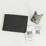 NEW Coach Leather Compact Billfold Wallet Black CM167 $150