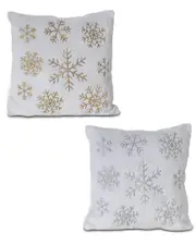 Gerson International Set Of 2 Silver And Gold Snowflake Holiday Throw Pillow Dcor