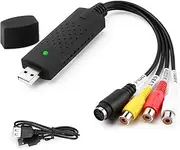 USB 2.0 Video Grabber Capture, RCA to USB Audio Video Converter with Extension Cord, Convert VHS Mini DV Hi8 DVD VCR to Digital Converter Compatible with Windows PC MAC Vista
