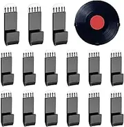 Sgphrzlt 15 Pack Vinyl Record Storage Holder Wall Mount, Self-Adhesive Wall Record Display Shelf Hooks, No Screw Removable Acrylic CD Album Hangers for Home Office Decoration, Black