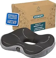 LILLYZEN Donut Pillow for Tailbone Pain Relief Memory Foam SEAT Cushion Orthopedic SEAT Pressure Relief Sitting Coccyx Sciatica HEMORRHOID Pregnancy Postpartum Office Chair Butt Pillows (Black Grey)