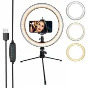10" LED Ring Light Mini Tripod Stand & Phone Holder Dimmable Desk Makeup Kit
