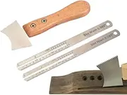 Guitar Ruler,Luthier Tools Stainless Steel | Measuring Leveling Tool, Portable Slot Scraper with Wooden Handle Accessories for Electric Acoustic, Bass