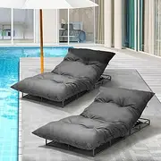 Livsip Sun Lounge with Cushion Outdoor Furniture Sun Bed Day Bed 2pcs