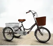 Three Wheel Bike, 20-Inch Adult Tricycle Trike Cruise Bike 3 Wheeled Bike with Cargo Basket for Adults Recreation Shopping Picnic Exercise Cycling Pedalling