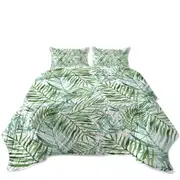 Tropical Mood Green Palm Leaves Coverlet