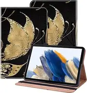 BOLELAW Case for Samsung Galaxy Tab S9 FE+ Plus 12.4 Inch 2023 Leather Folio Case with Pen Holder, Card Slot, Stand Function Flip Case for Galaxy Tab S9 FE+ Plus Tablet Case, Gold Butterfly