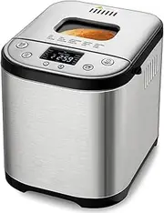 Fully Automatic Breadmaker, 800W Stainless Steel Electric Bread Maker, Horizontal Design, 12 Program settings, 13h timer, 2 Bread sizes 600g & 900g, Auto 15 Minutes keep Warm Function