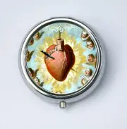 Sacred Heart Pill Case holder pillbox box religious catholic angels