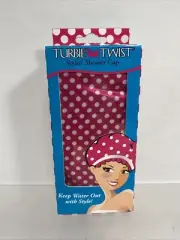 Turbie Twist Stylin Shower Cap Waterproof Satin Reusable Pink Polkadot