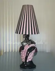 PLASTIC RIBBON PINK / BLACK LAMPSHADE for *TALL* BARSONY LADY LAMP