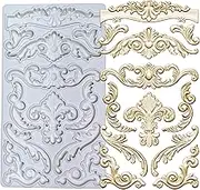KAKIWYHHH Baroque Curlicues Scroll Lace Border Relief Flower Lace Filigree Sculpted Decoration Fondant,Sugar Craft,Cake Decorating,Molds, Epoxy Resin Silicone,Baking DIY,Craft,Soap,Polymer Clay