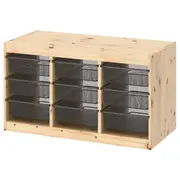 TROFAST storage combination with boxes, light white stained pine/dark grey, 93x44x53 cm